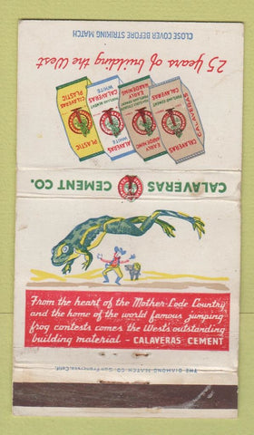 Matchbook Cover - Calaveras Cement frog jumping CA San Francisco WORN 36 Strike