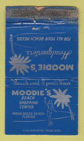 Matchbook Cover - Moodie's Clothes Indian Rocks Beach FL girlie WORN 36 Strike