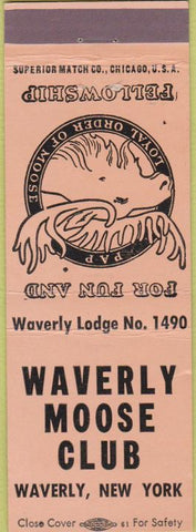 Matchbook Cover - Matchbook Cover Moose Lodge Waverly NY peach