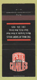 Matchbook Cover - Pete and Charlie's Short Hills NJ 30 Strike