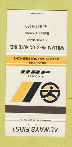 Matchbook Cover - UAP Auto Parts William Preston Bolton ON 30 Strike