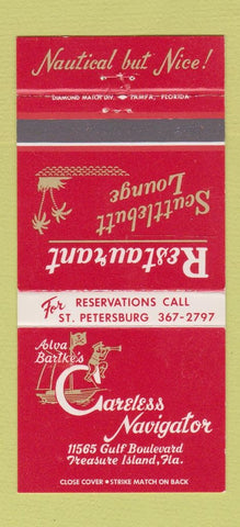 Matchbook Cover - Careless Navigator Restaurant Treasure Island FL 30 Strike