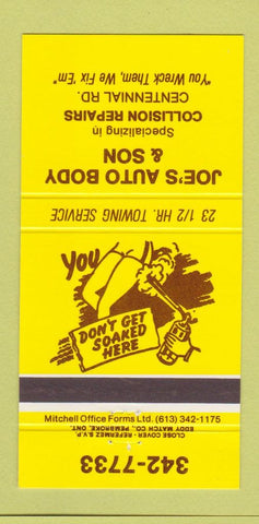 Matchbook Cover - Joe's Auto Body  30 Strike