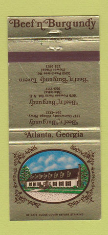 Matchbook Cover - Beef n Burgundy Marietta Atlanta GA 30 Strike