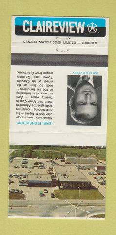 Matchbook Cover - Claireview Chrysler Pointe Claire QC Sam Etcheverry 30 Strike