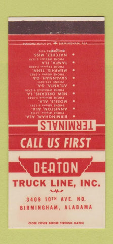 Matchbook Cover - Deaton Truck Lines Trucking Birmingham AL 30 Strike