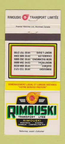 Matchbook Cover - Rimouski Transport Trucking QC 30 Strike