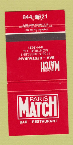 Matchbook Cover - Paris Match Bar Restaurant Montreal QC 30 Strike