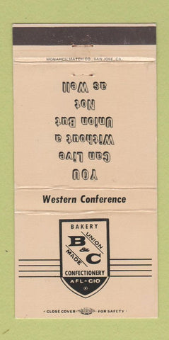 Matchbook Cover - Bakery Confectionery Union AFL CIP 30 Strike