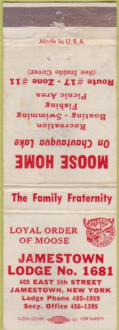 Matchbook Cover - Matchbook Cover Moose Lodge Jamestown NY WORN