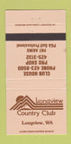 Matchbook Cover - Longview Country Club Longview WA 30 Strike