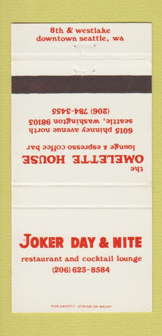 Matchbook Cover - Joker Day nad Nite Restaurant Seattle WA 30 Strike
