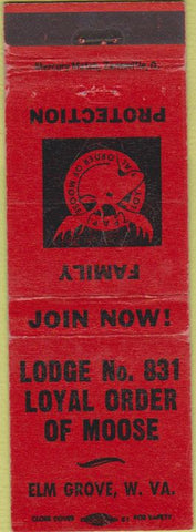 Matchbook Cover - Matchbook Cover Moose Lodge Elk Grove WV