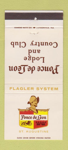 Matchbook Cover - Ponce De Leon Lodge Country Club St Augustine FL 30 Strike