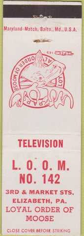 Matchbook Cover - Matchbook Cover Moose Lodge Elizabeth PA