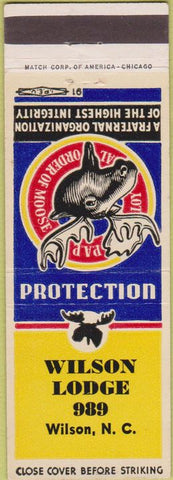 Matchbook Cover - Matchbook Cover Moose Lodge Wilson NC
