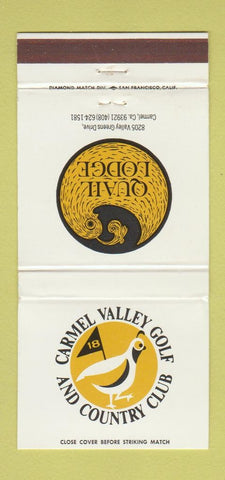 Matchbook Cover - Carmel Valley Golf Country Club Carmel CA WEAR 30 Strike