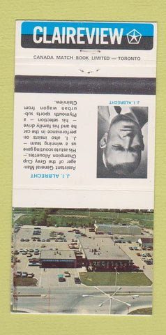 Matchbook Cover - Claireview Chrysler Pointe Claire QC JI Albrecht 30 Strike
