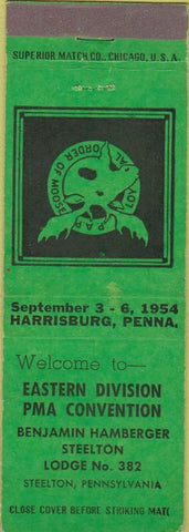 Matchbook Cover - Matchbook Cover Moose Lodge Steelton PA green Harrisburg
