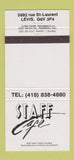 Matchbook Cover - Staff Cafe Levis QC 30 Strike
