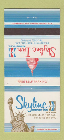Matchbook Cover - Skyline Motor Inn New York City Washington DC 30 Strike