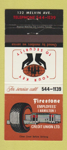 Matchbook Cover - Firestone Credit Union Hamilton ON #3 TAN 30 Strike