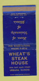 Matchbook Cover - Wheat's Steak House Urbana IL WEAR 30 Strike
