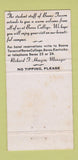 Matchbook Cover - Boone Tavern Berea College Hotel KY 30 Strike