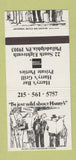 Matchbook Cover - Harry's Bar Philadelphia PA 30 Strike