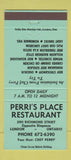 Matchbook Cover - Perri's Place Restaurant London ON 30 Strike