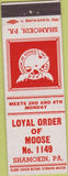 Matchbook Cover - Matchbook Cover Moose Lodge Shamokin PA