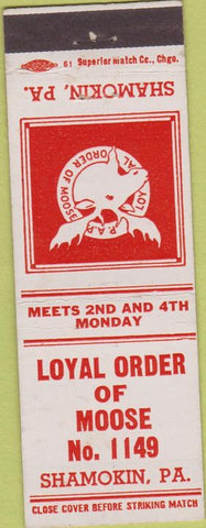 Matchbook Cover - Matchbook Cover Moose Lodge Shamokin PA
