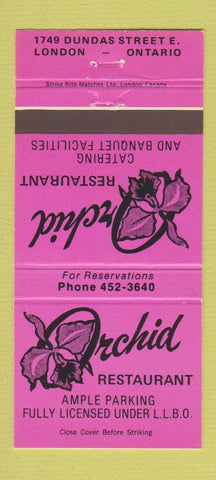 Matchbook Cover - Orchid Restaurant London ON PINK 30 Strike