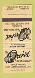 Matchbook Cover - Orchid Restaurant London ON YELLOW 30 Strike