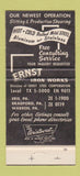 Matchbook Cover - Ernst Iron Works Buffalo NY 30 Strike