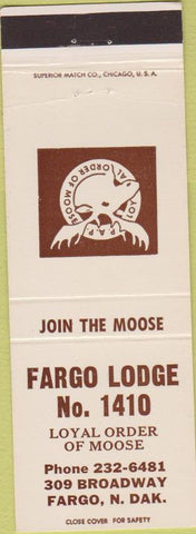 Matchbook Cover - Matchbook Cover Moose Lodge Fargo ND