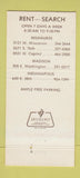 Matchbook Cover - Rent Search Madison Milwaukee WI WEAR 30 Strike
