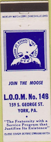 Matchbook Cover - Matchbook Cover Moose Lodge York PA