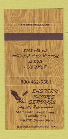 Matchbook Cover - Eastern Slope Services Mammoth Lakes CA 30 Strike