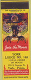 Matchbook Cover - Matchbook Cover Moose Lodge York PA