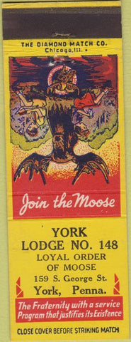 Matchbook Cover - Matchbook Cover Moose Lodge York PA