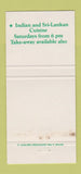 Matchbook Cover - Irish Stew Australia Indian Sri Lankan 30 Strike