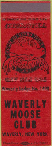 Matchbook Cover - Matchbook Cover Moose Lodge Waverly NY red