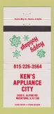Matchbook Cover - Ken's Appliance City Rockford IL Christmas 30 Strike