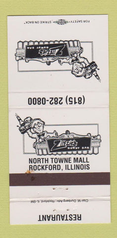Matchbook Cover - Ziltzie's Rowdy Bar Rockford IL WORN 30 Strike