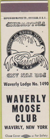 Matchbook Cover - Matchbook Cover Moose Lodge Waverly NY white