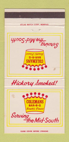 Matchbook Cover - Colemans BBQ Memphis TN WEAR 30 Strike