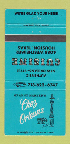 Matchbook Cover - Chez Orleans Houston TX 30 Strike