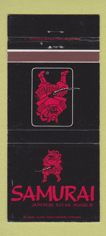 Matchbook Cover - Samurai Steak Japanese Miami Pittsburgh Cincinnati 30 Strike
