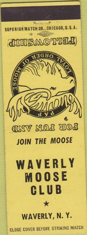 Matchbook Cover - Matchbook Cover Moose Lodge Waverly NY yellow